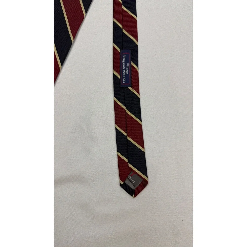 Robert Talbott Necktie Mens OS Burgundy Navy 58x3.75 Kings Dragoon Guards Silk‎